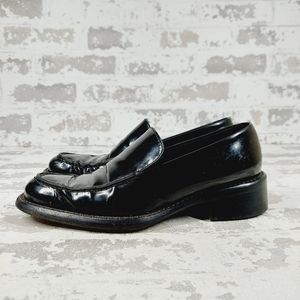 Prada Black Patent Leather Oxford Square Toe Loafer Shoes C233